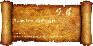 Ivanics Györgyi névjegykártya